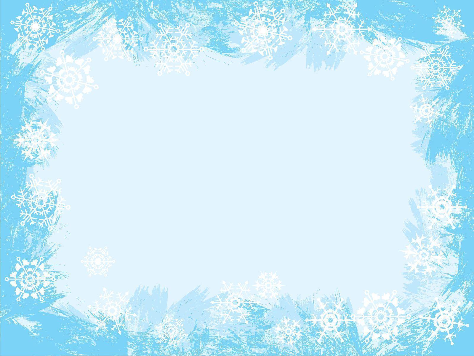 Light Blue Snowflake Frame PPT Background, Border & Frames