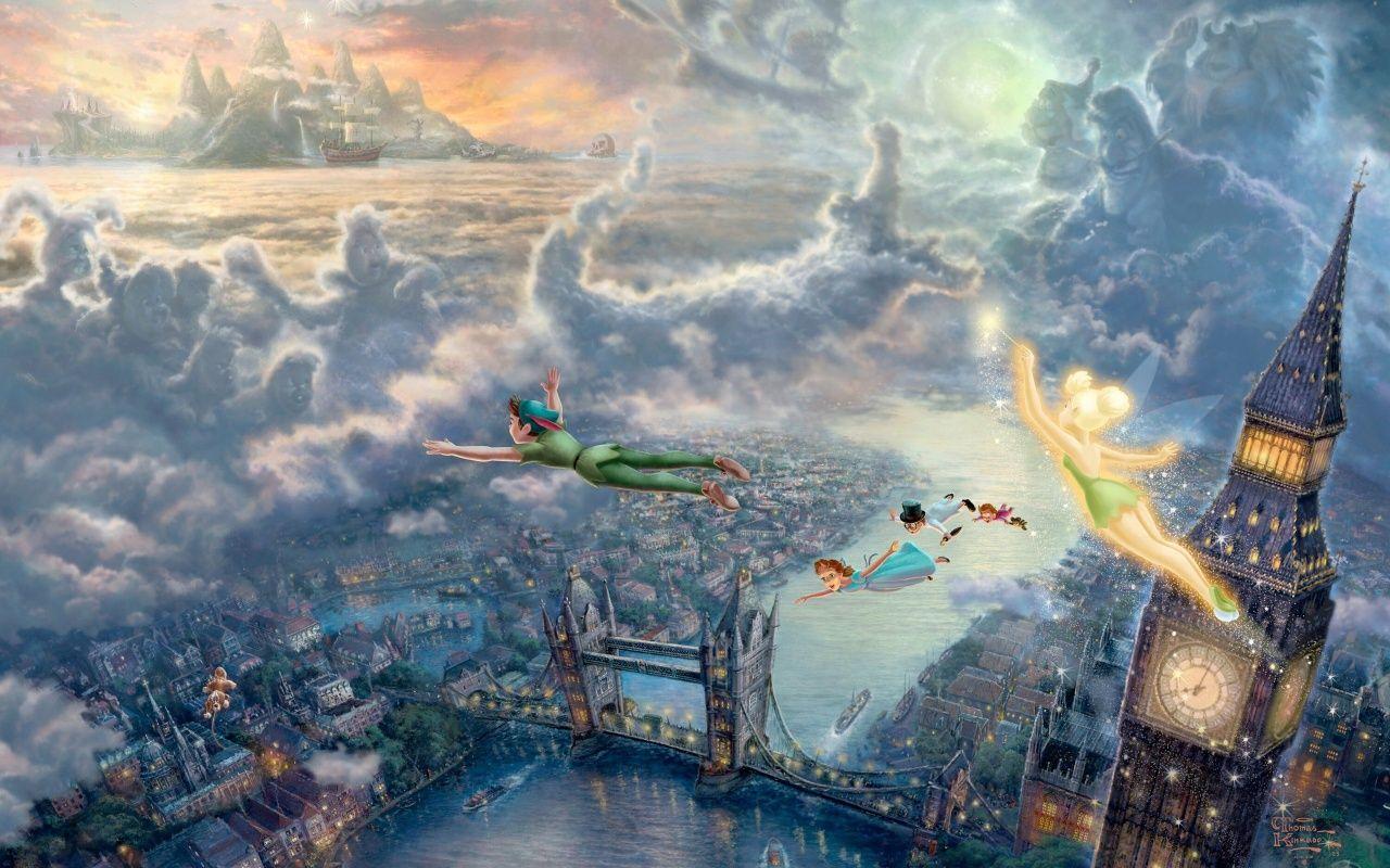 Kinkade Thomas Fairy Tales Captain Hook Neverland Wallpaper. Art