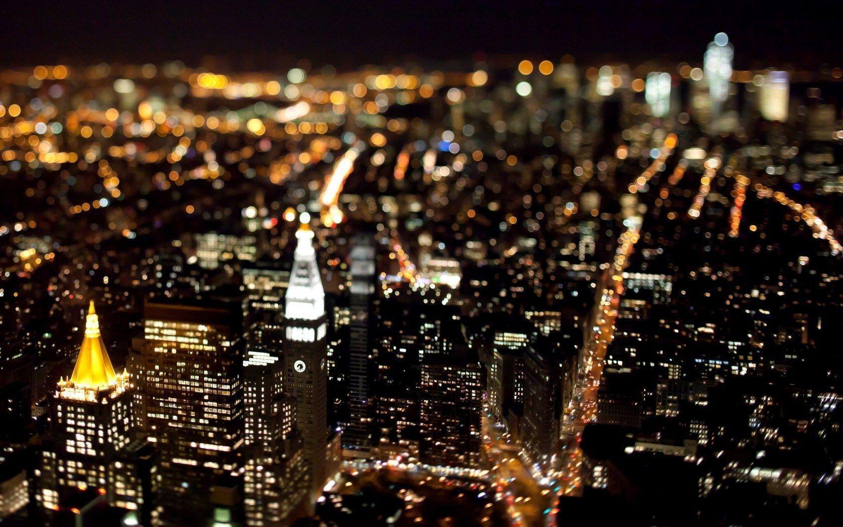New York City Tilt Shift Lens Night HD Wallpaper