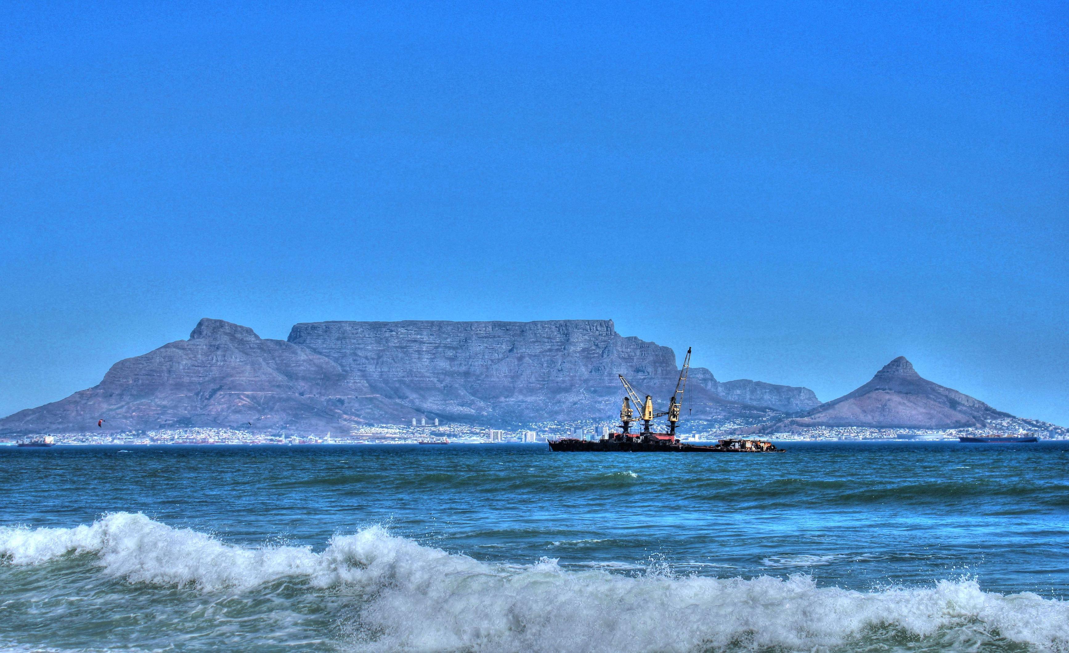 cape town beach and table mountain. HD Wallpaper and Download