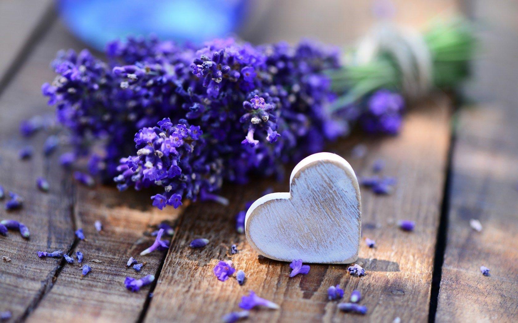 Bouquet Lavender Heart Mood HD Wallpaper