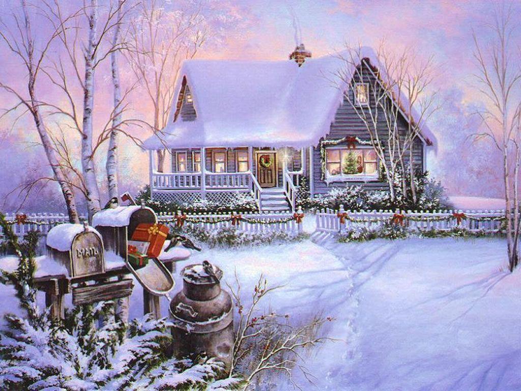 Christmas Art 03 Winter Scenes Wallpaper Image