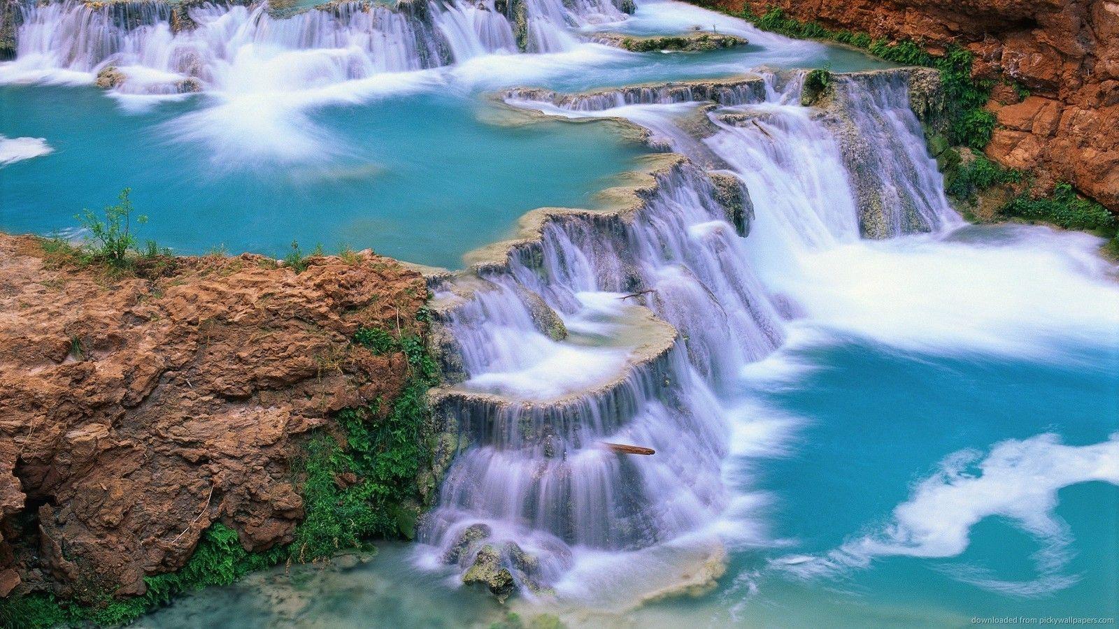 Download 1600x900 Gorgeous Cascade Waterfalls Wallpaper