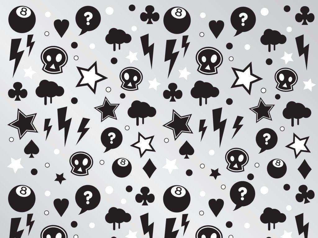 Punk Characters Pattern PPT Background, Colors, Grey