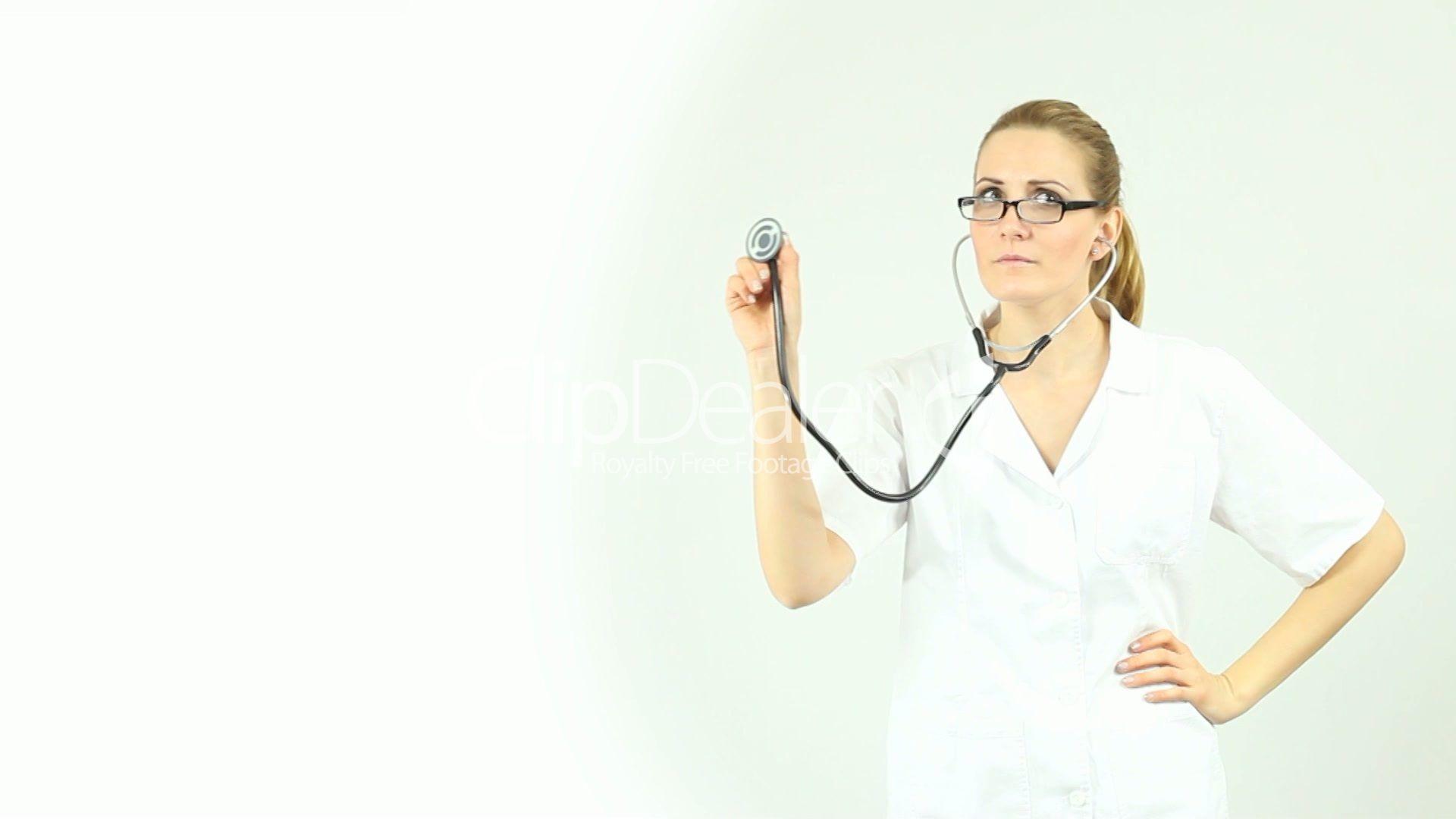 Female Doctor With A Stethoscope: Royalty Free Video And Stock Footage