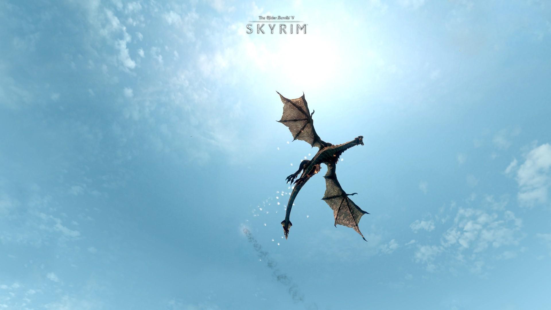 Wallpaper The Elder Scrolls V: Skyrim flying dragon The Elder