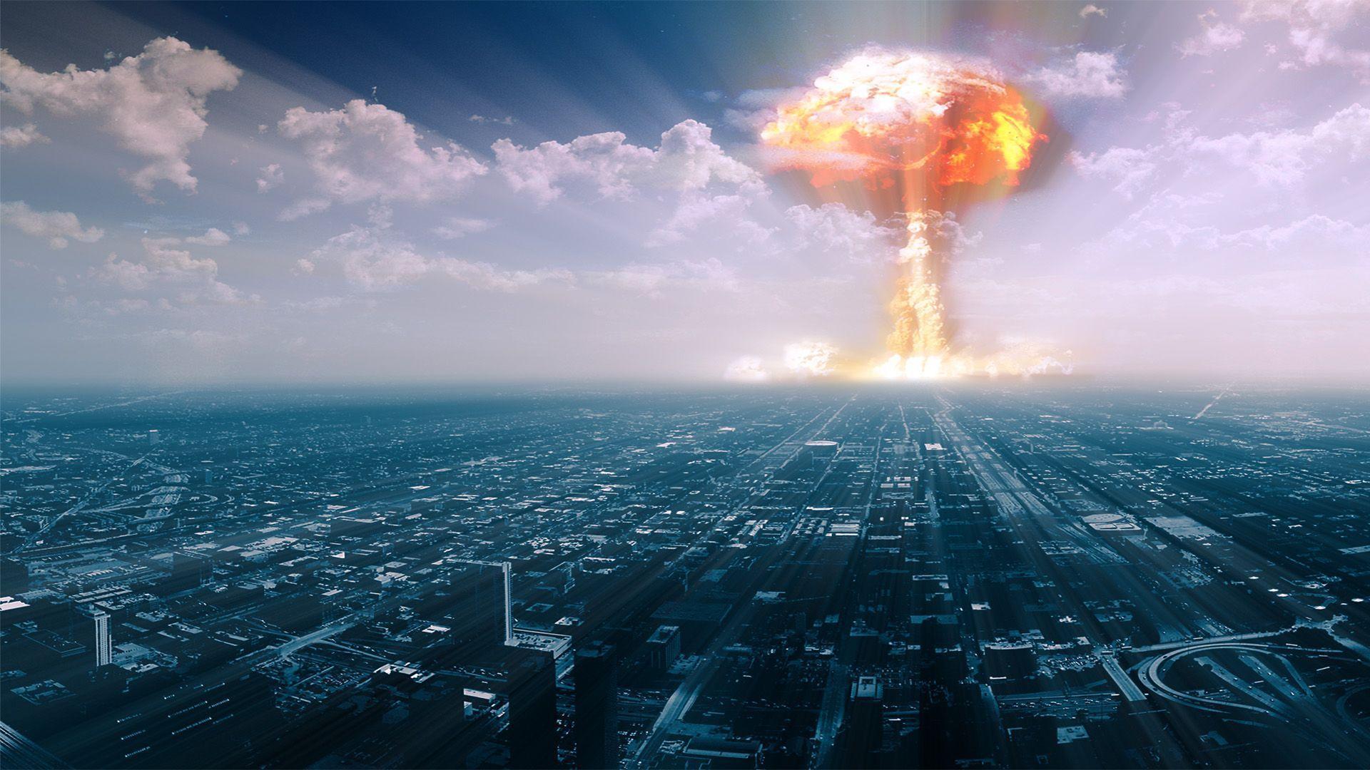 Nuclear explosion near the city Wallpaper #