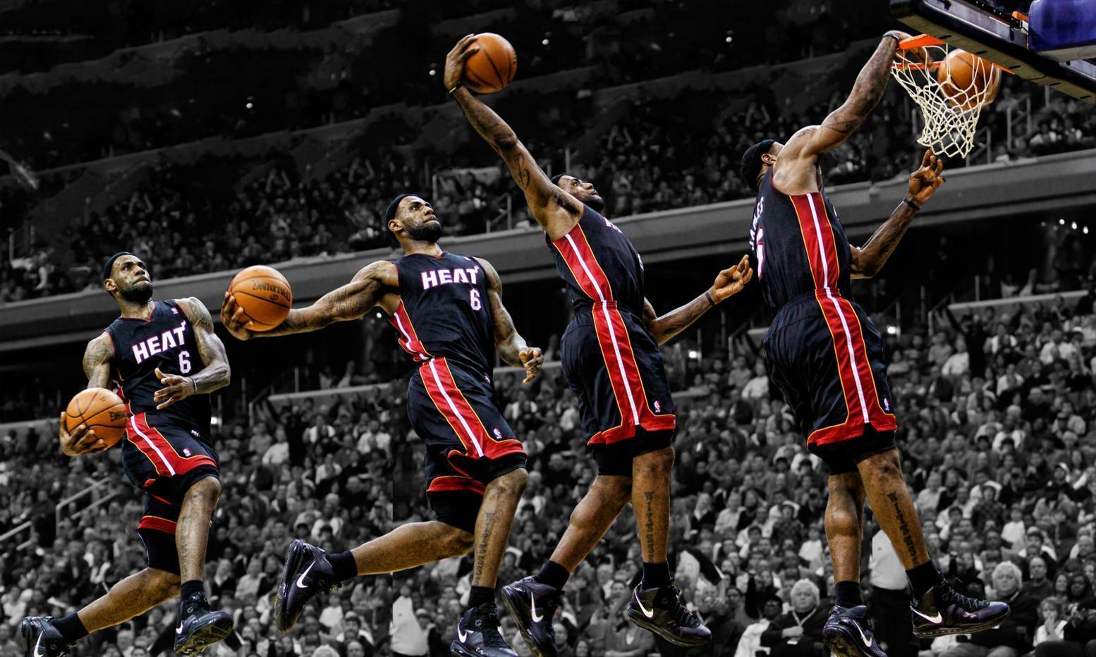 Lebron James Miami Heat 4 Part Free Throw Line Dunk Picture HD