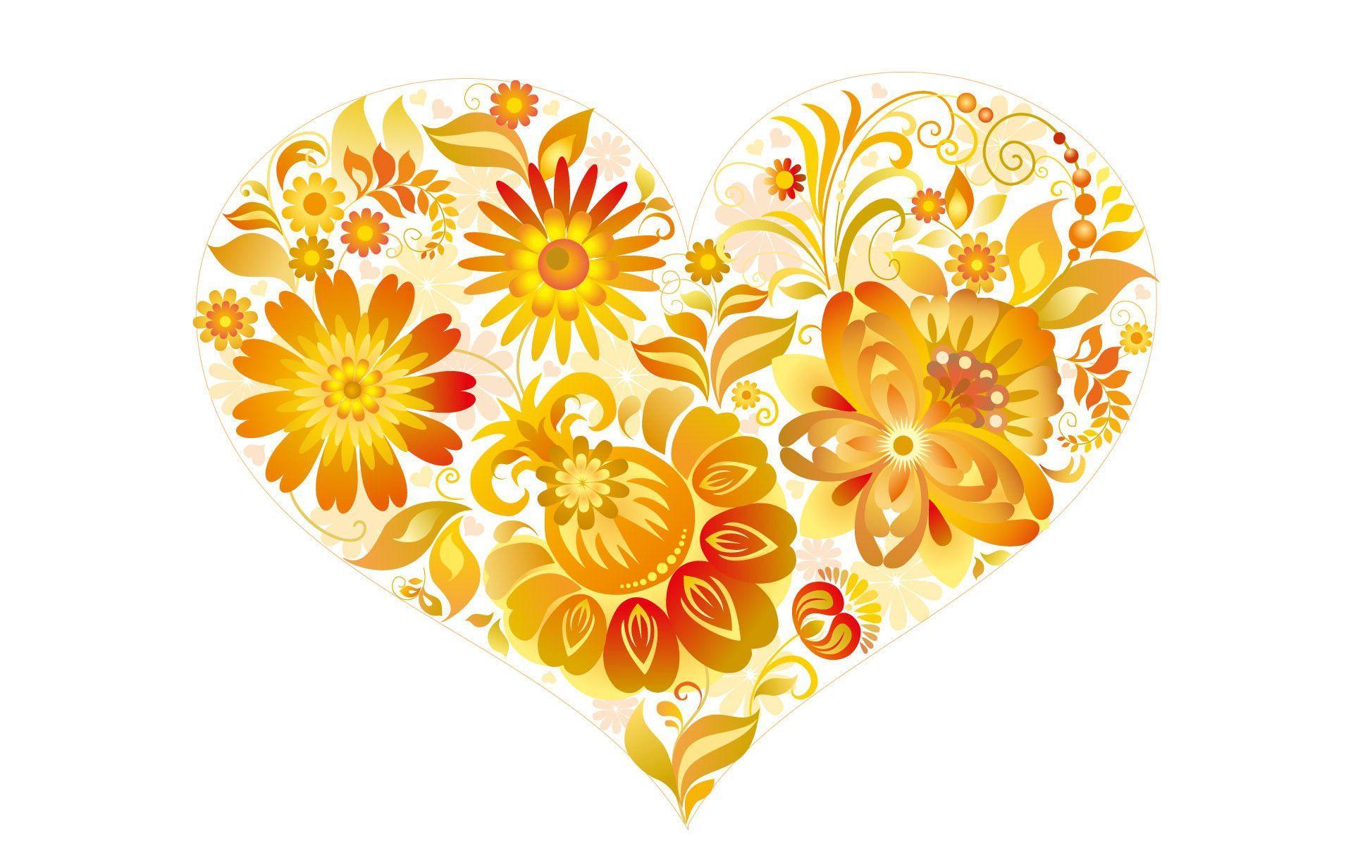 Love Heart with Flowers Wallpaper