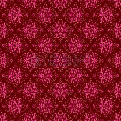 Damask Seamless Pattern With Hot Pink Design Over Maroon