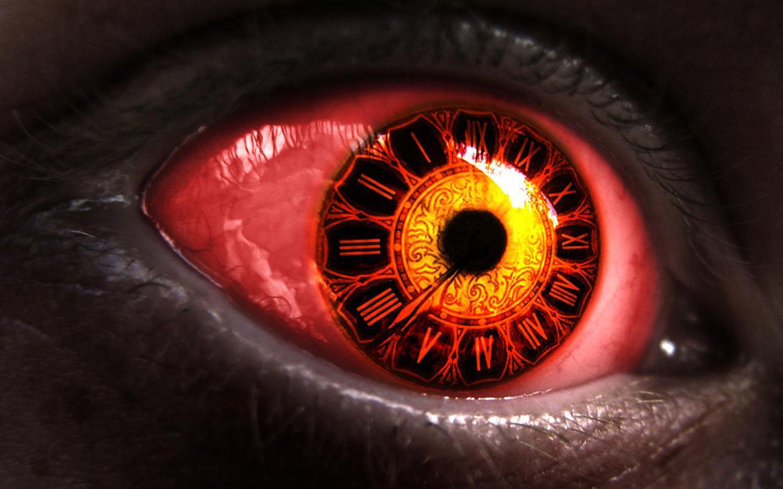 Red Eye Clock Artistic X Wallpaper