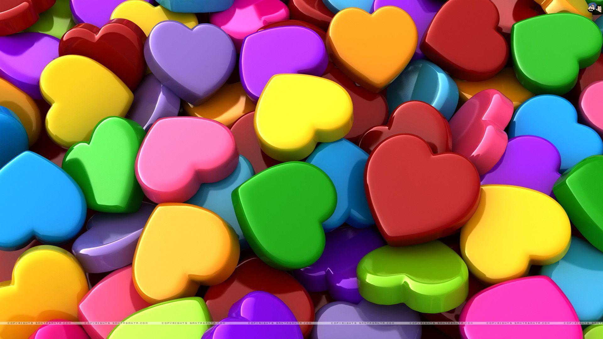 Wallpaper For > 3D Colorful Heart Wallpaper