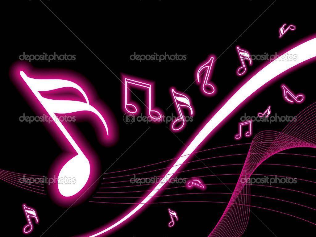 Wallpaper For > Pink Musical Notes Background
