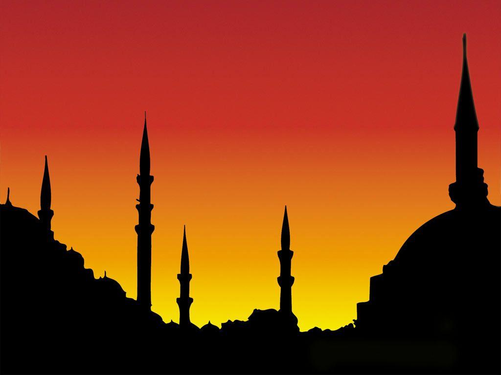 Islamic wallpaper with Mosque on sunset