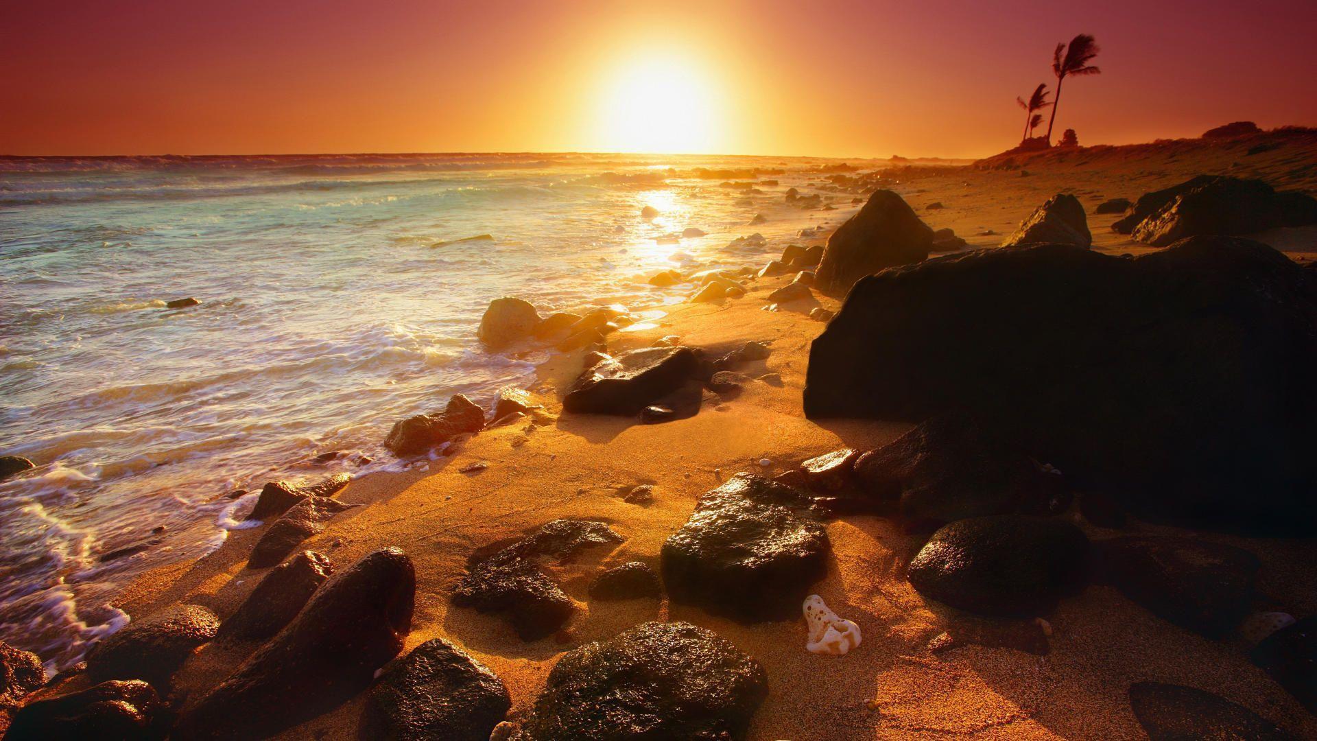 hawaii beach sunset HD wallpaper. vergapipe