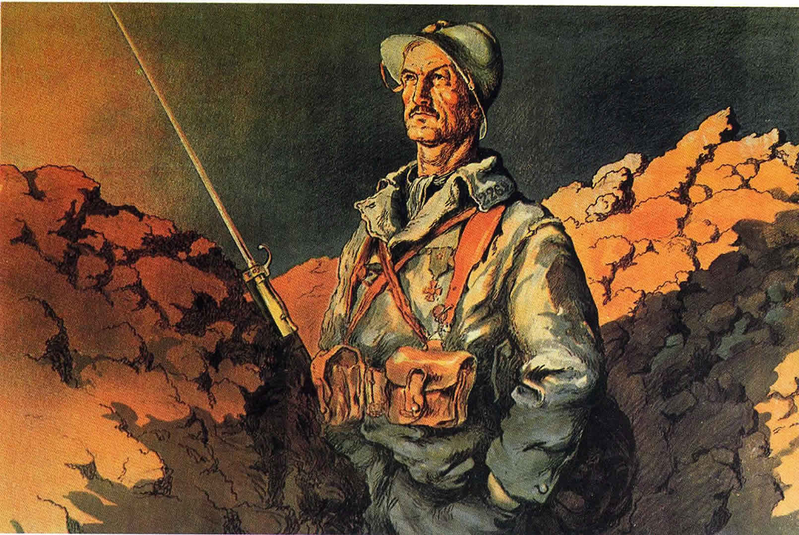Soldier In Trench With Fixed Bayonet Propaganda Posters