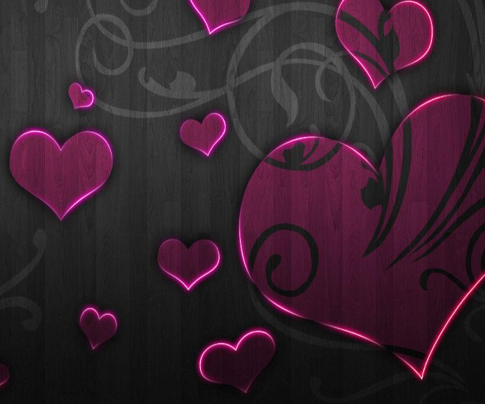 Purple Hearts Cartoons Wallpaper for Samsung Galaxy Gb 960x800PX