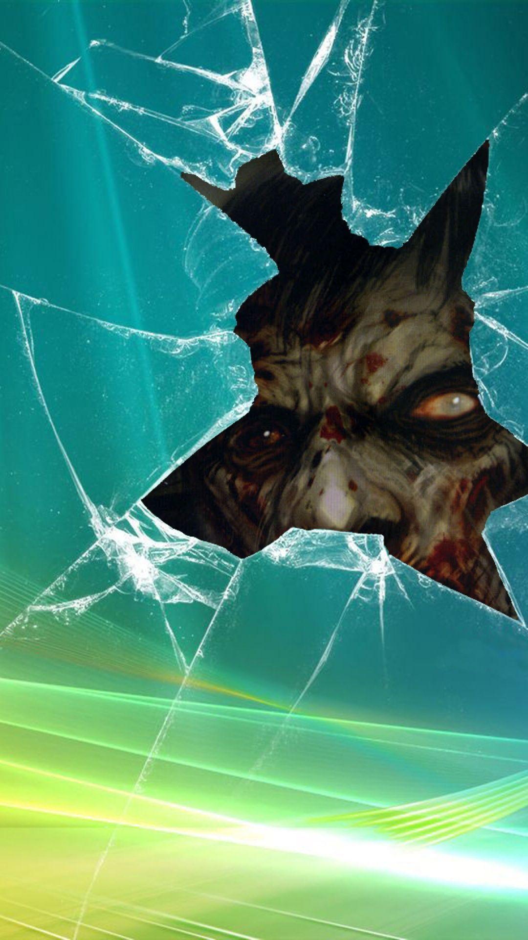 Zombie Behind Broken Glass S4 Wallpaper