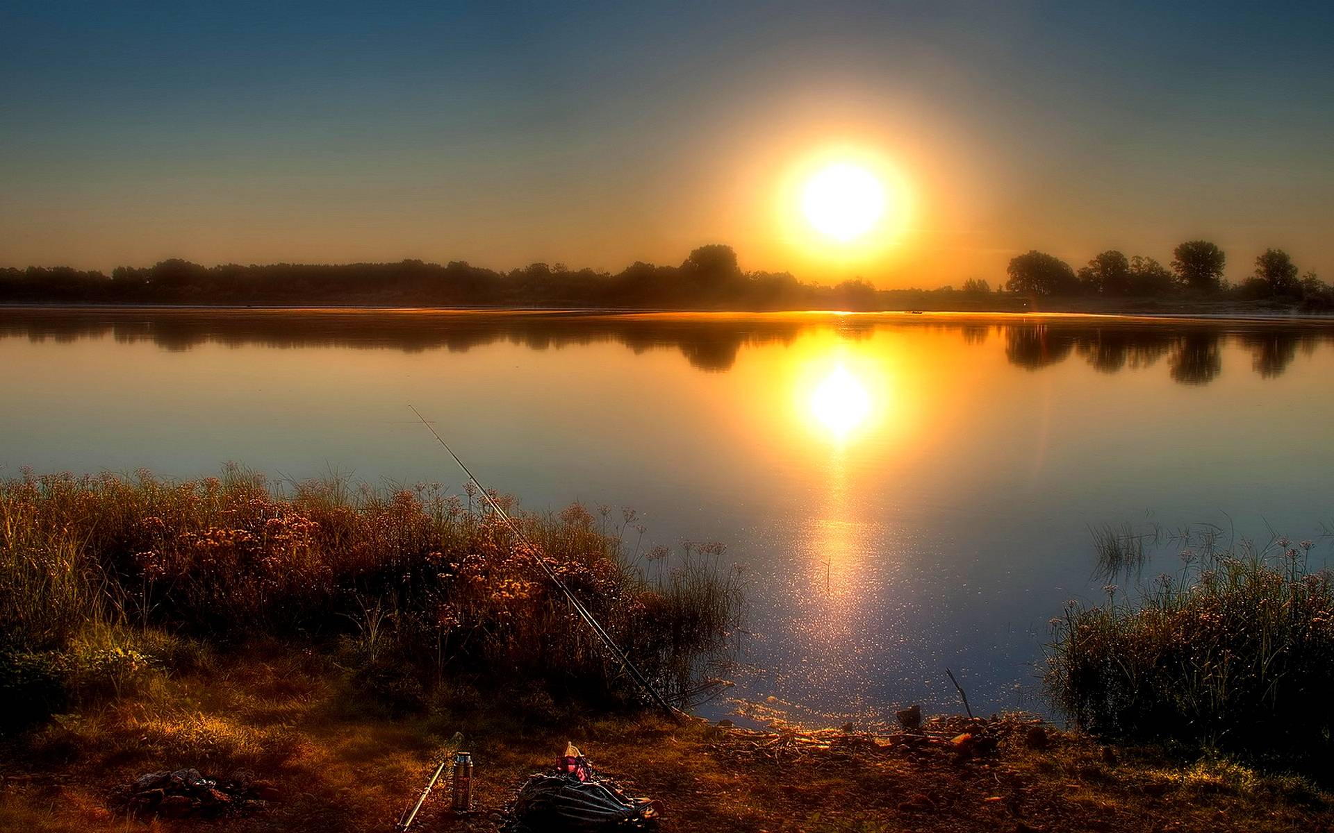 HD Sunset Fishing Wallpaper