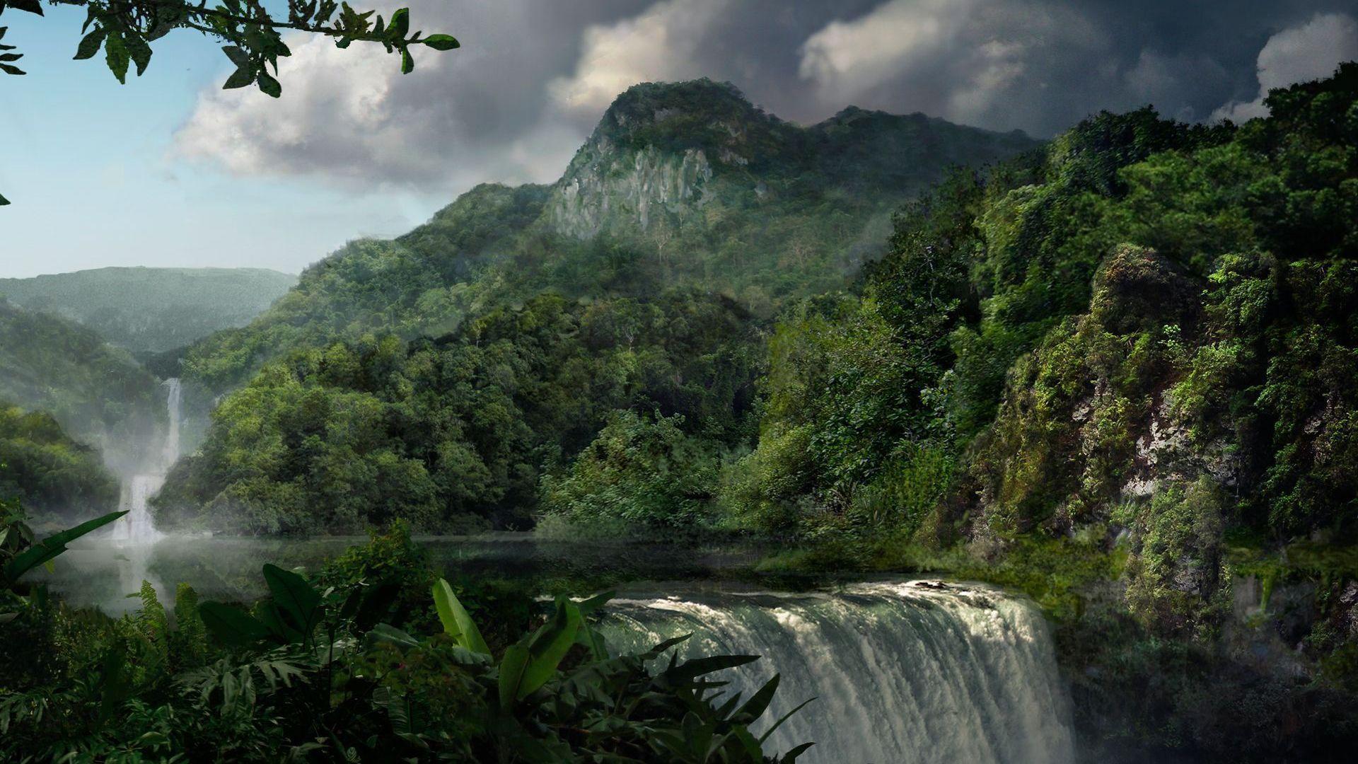 Jungle waterfall Wallpaper #