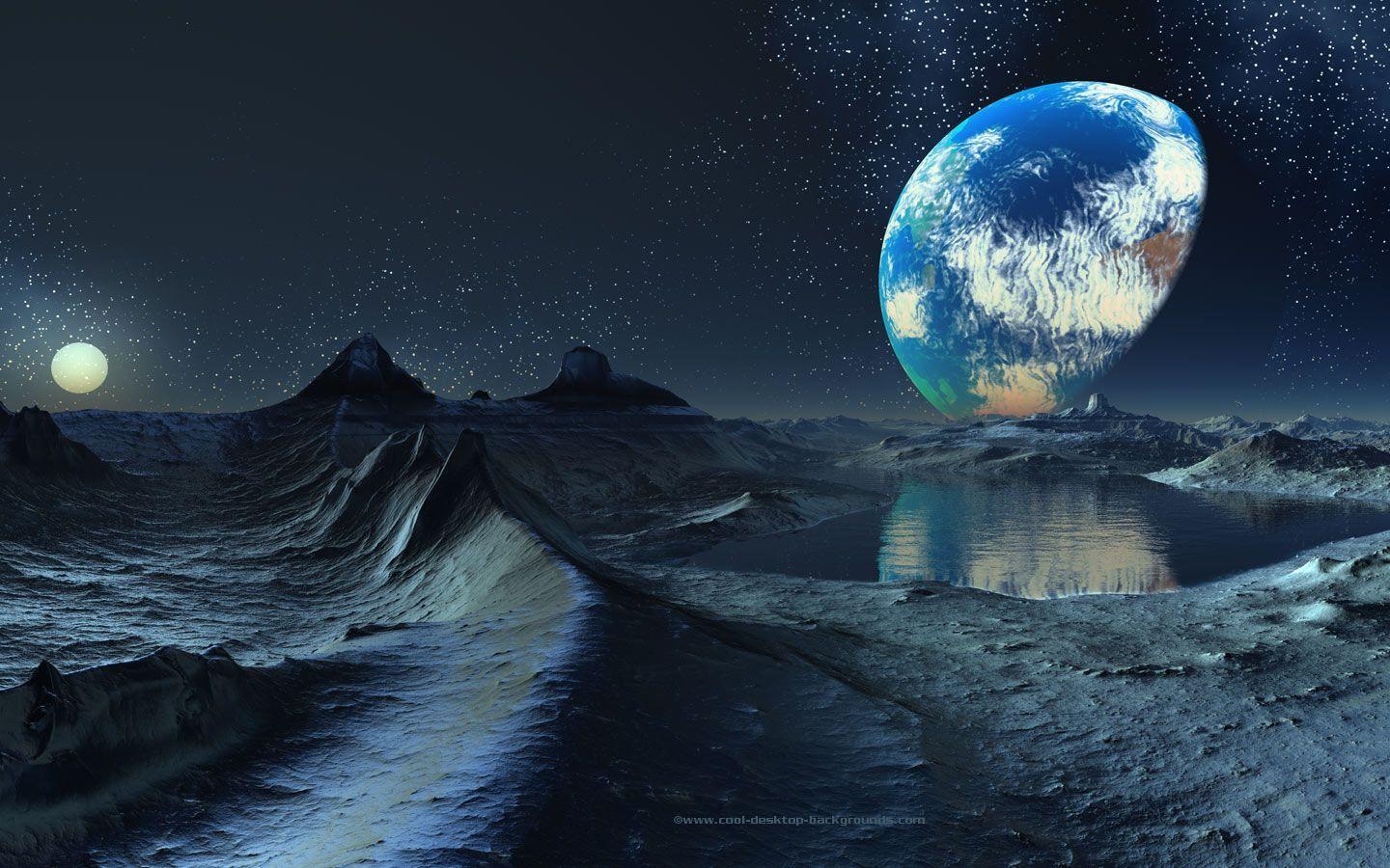 Earth from Moon Sci Fi Background