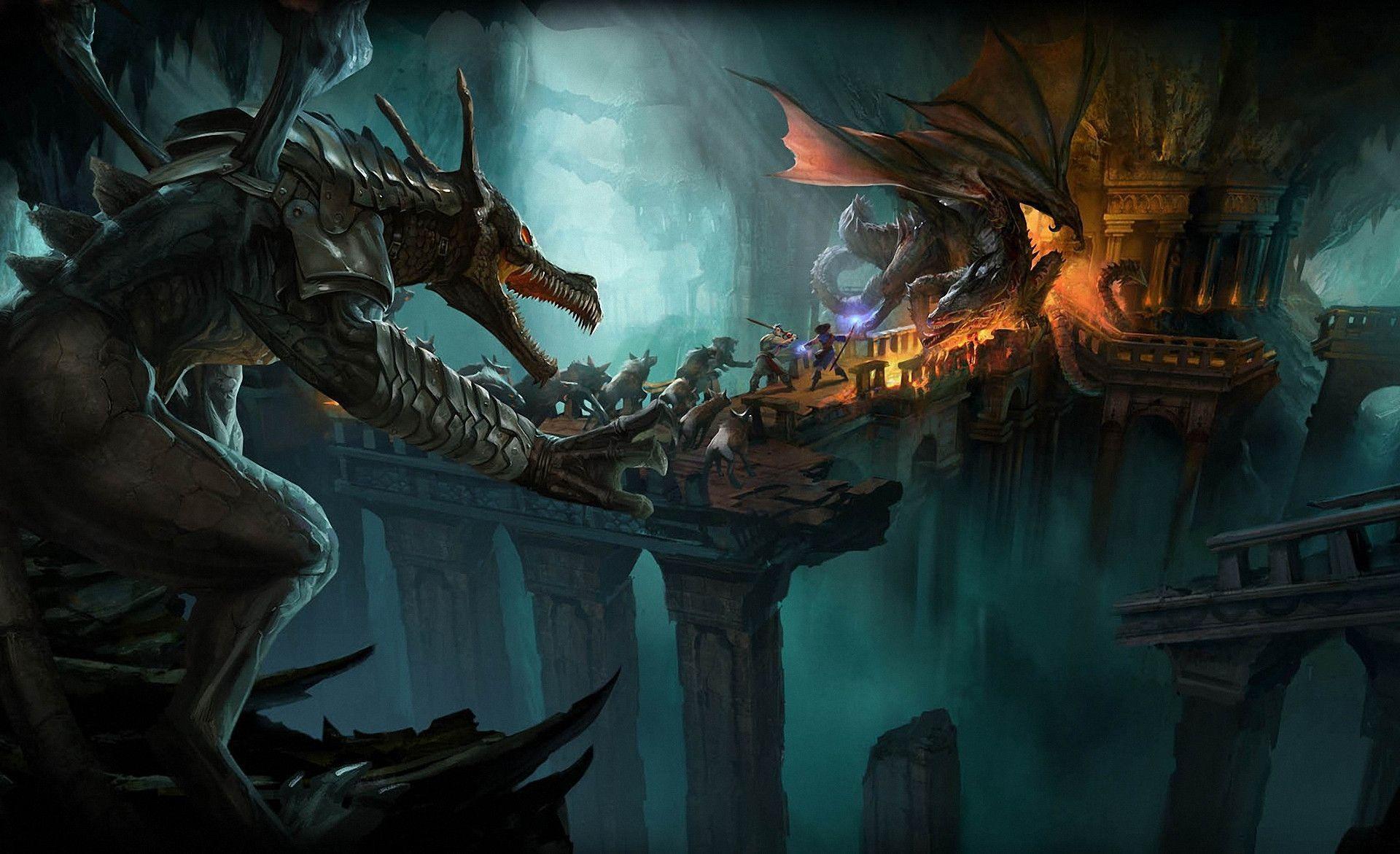 Download wallpaper battle, travelers, Dungeon, Dragons free