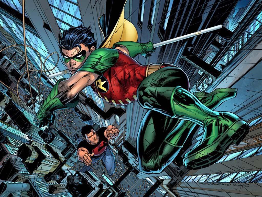 Robin & Superboy Wallpaper Covers And Splashes Jim Lee Comic Art