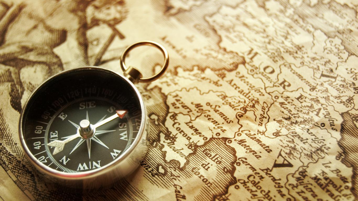 Vintage Map And A Compass Kingdom Wallpaper with 1366×768