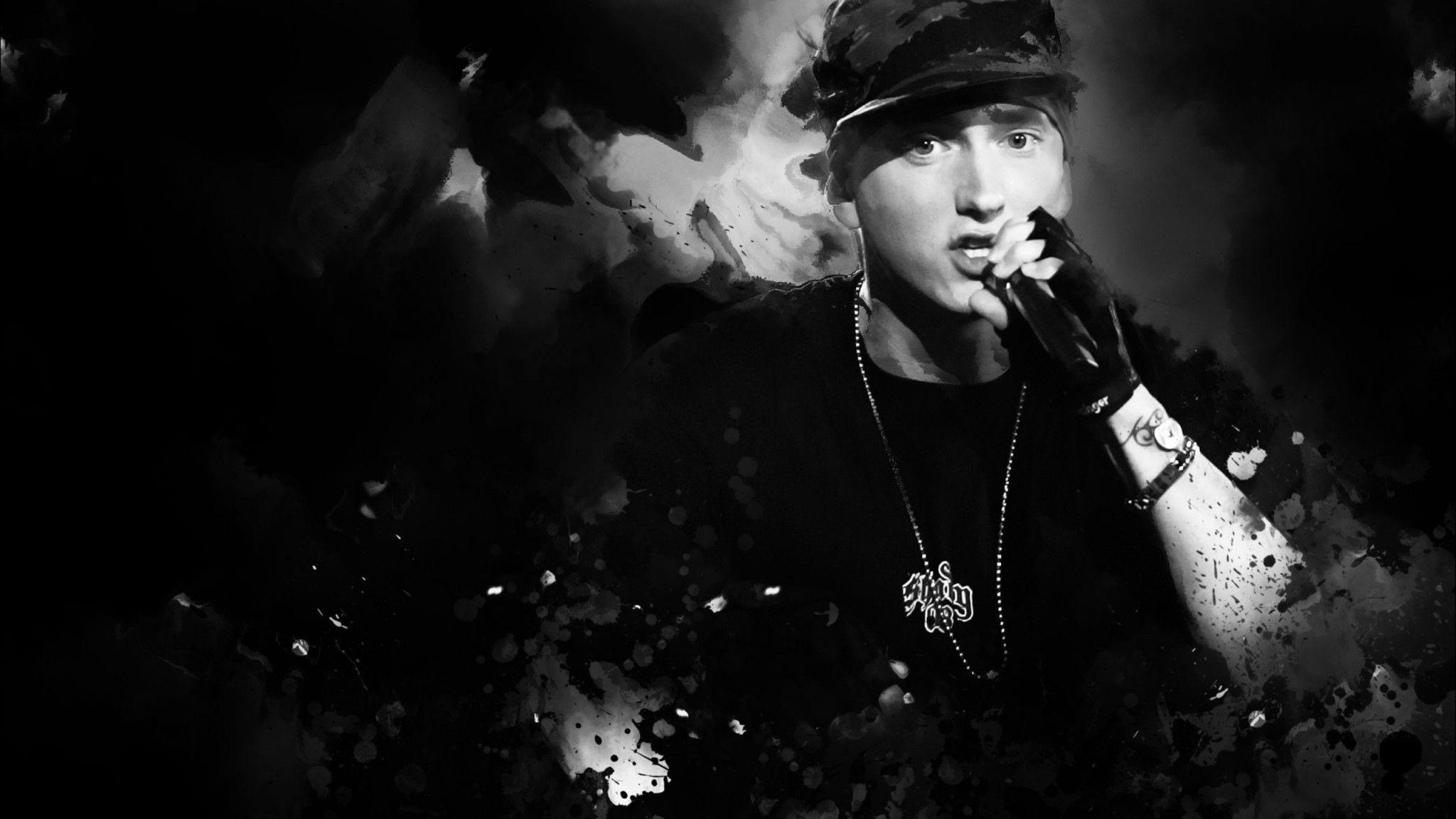 Eminem black and white wallpaper Wide or HD. Male Celebrities