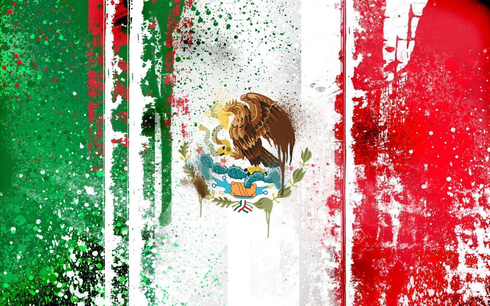 Mexican Flag Abstract Painting Wallpaper Wide or HD. Artistic