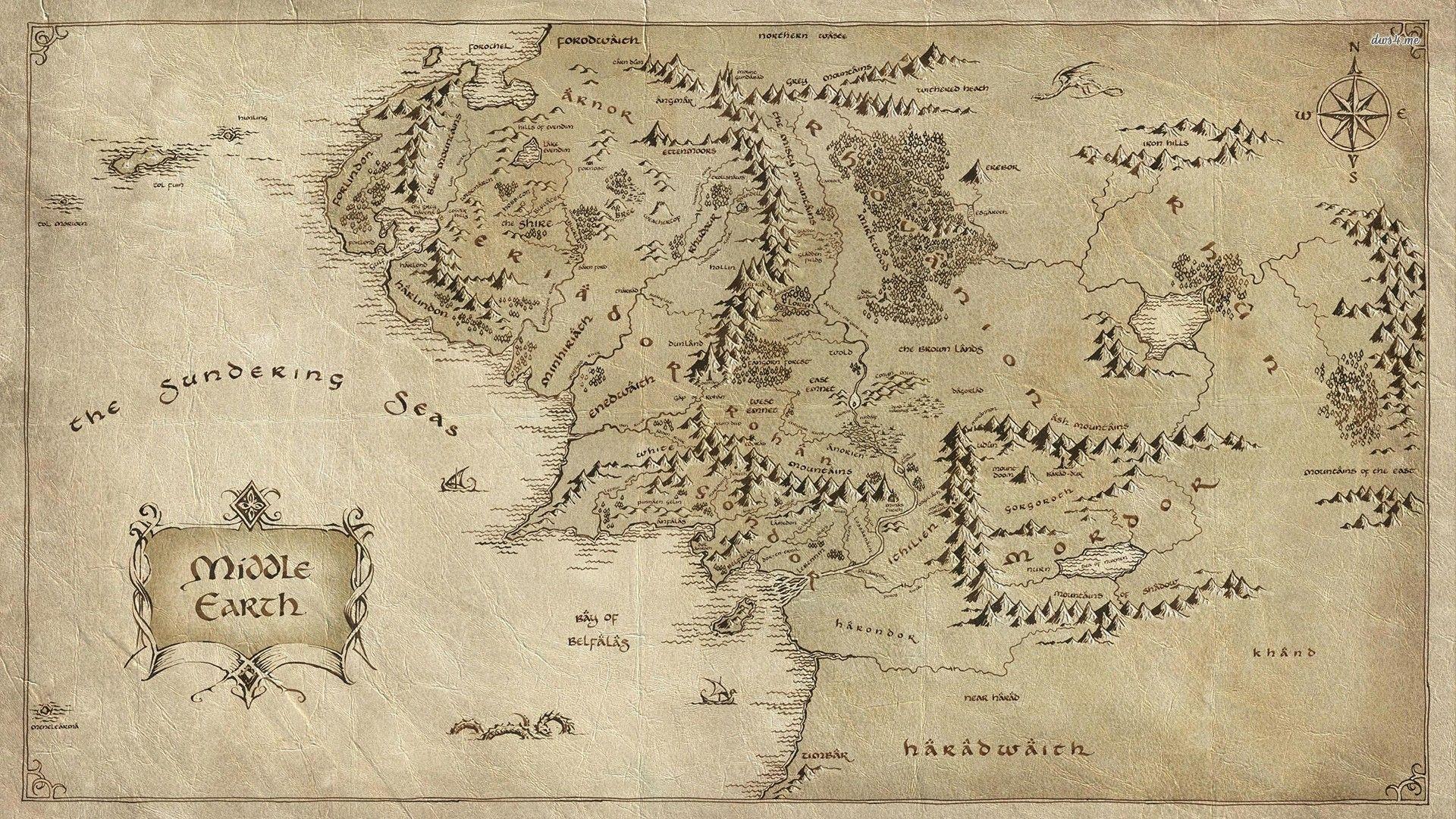 Middle Earth map Lord of The Rings wallpaper