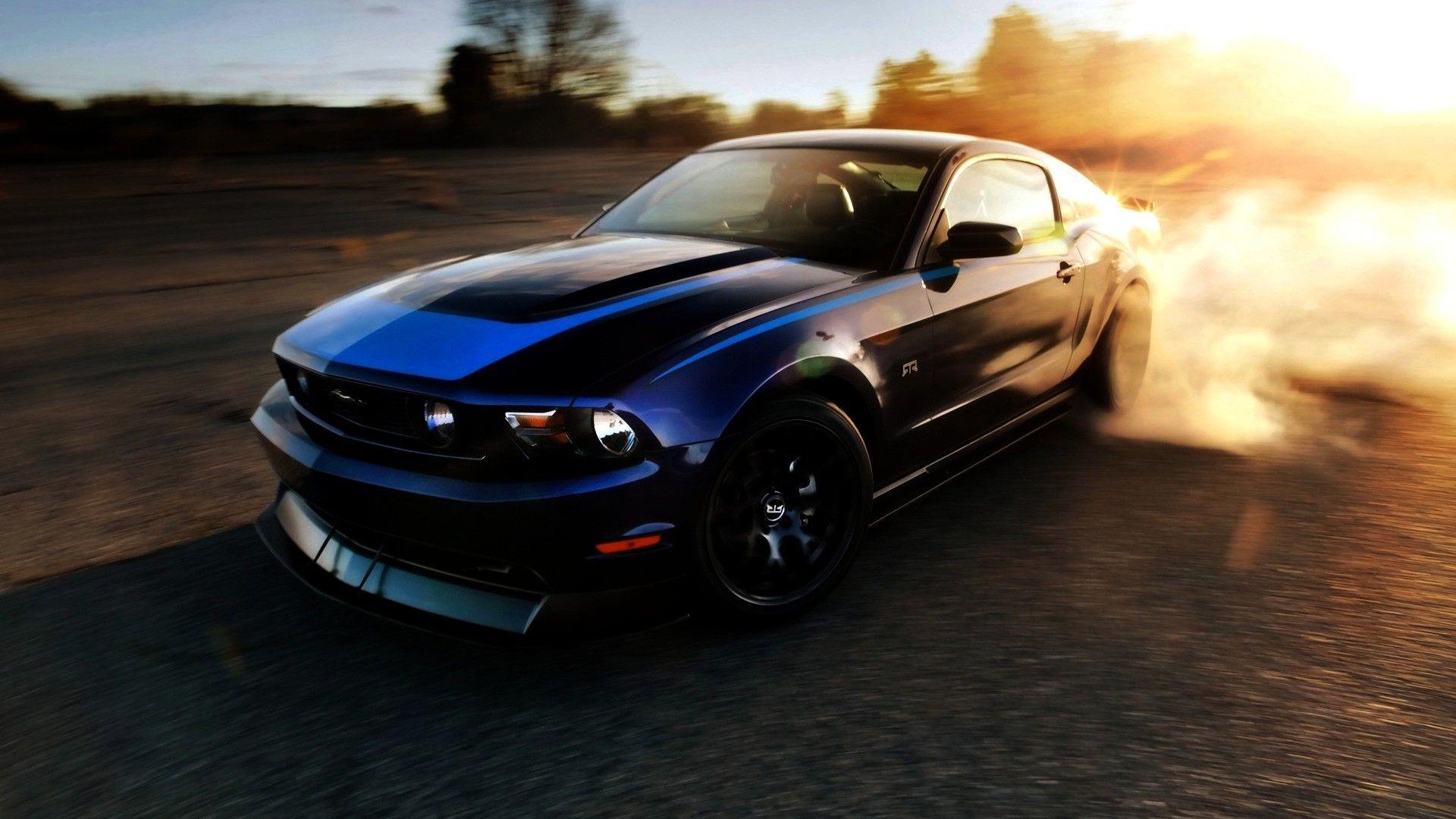 Blue Ford Mustang Shelby GT500 Muscle Car Wallpaper