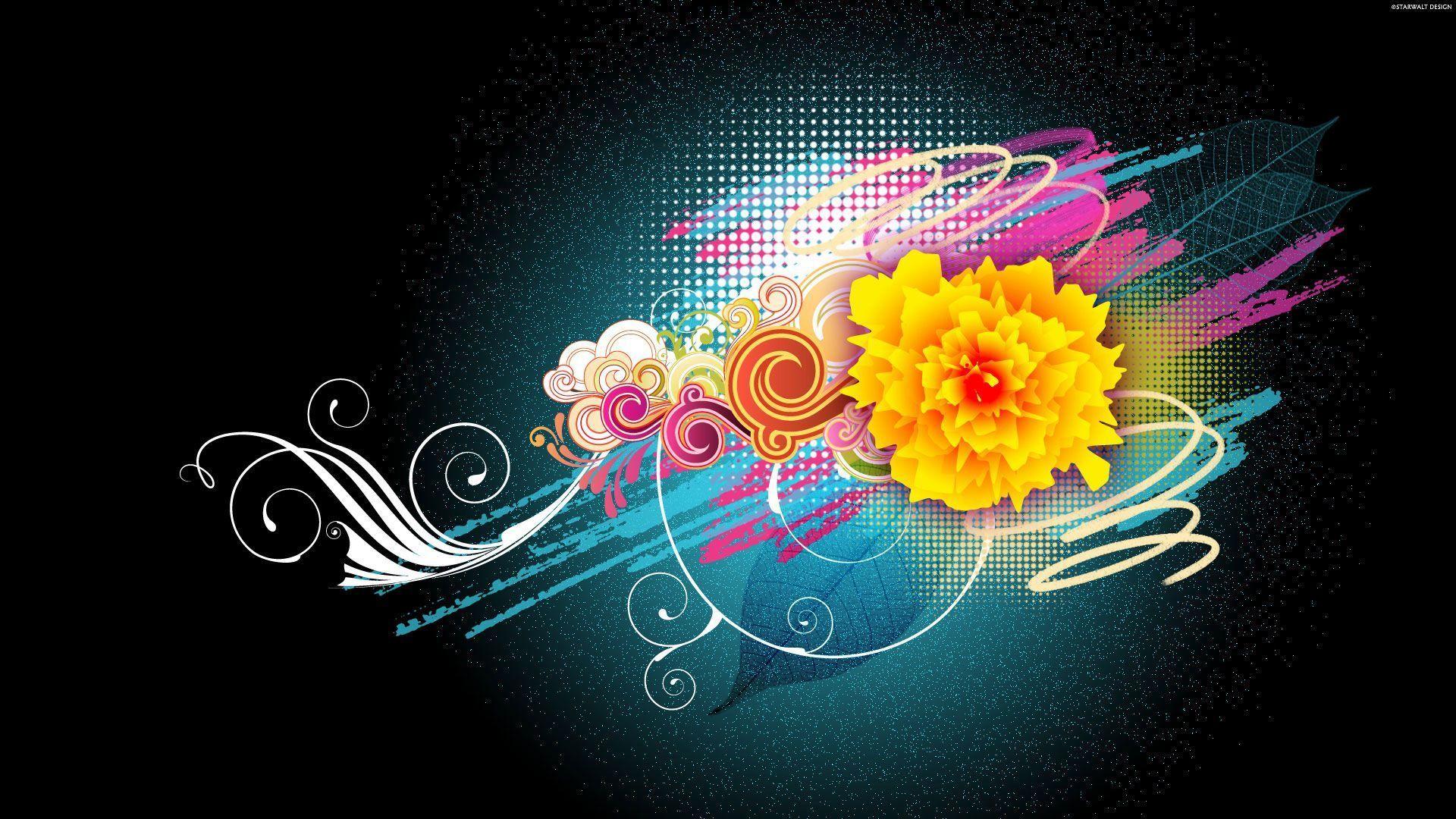 Flower Vector Designs 1080p Wallpaper
