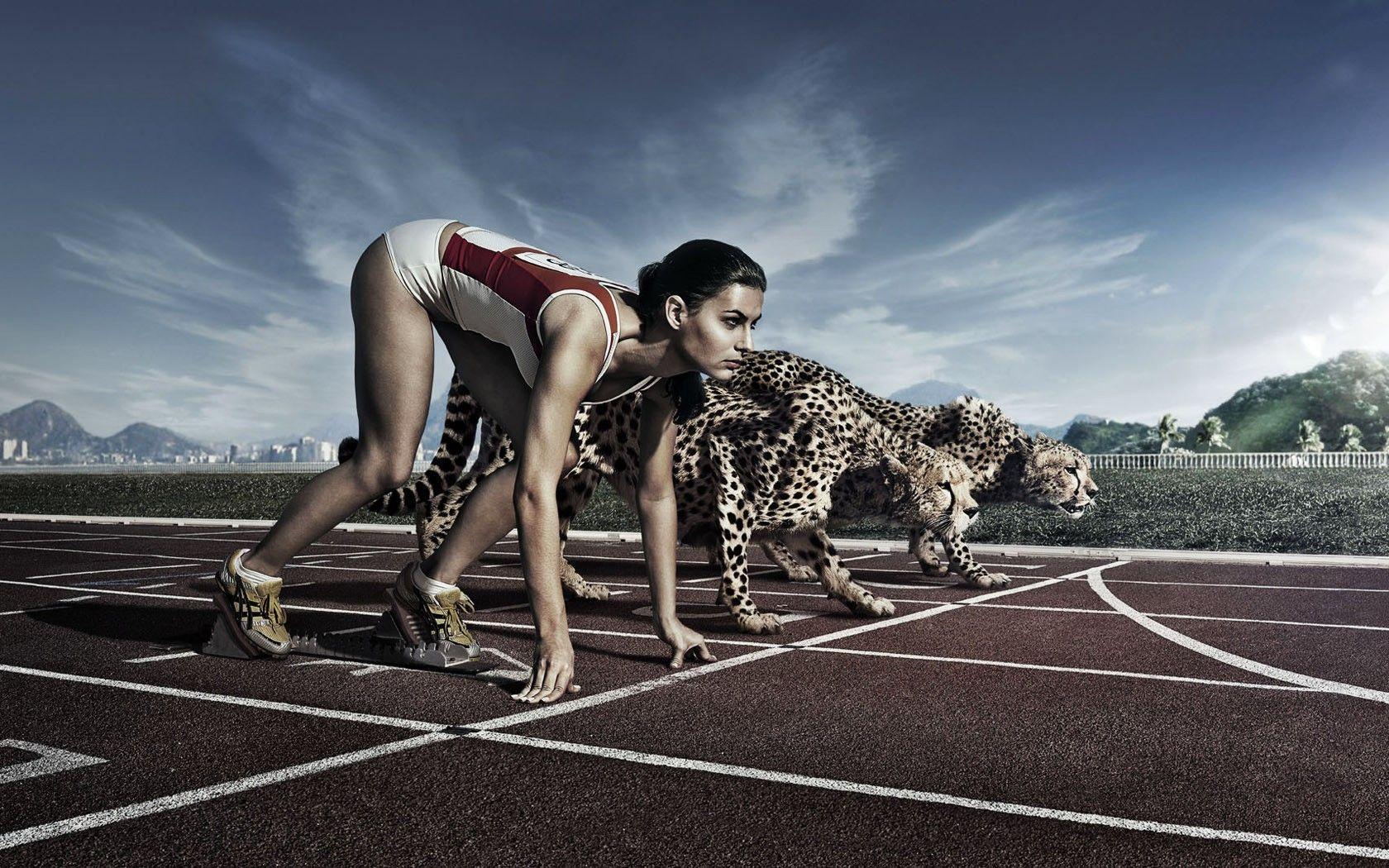 sport, nike, panther, girl, run, aligned, athletics, hd, wallpaper