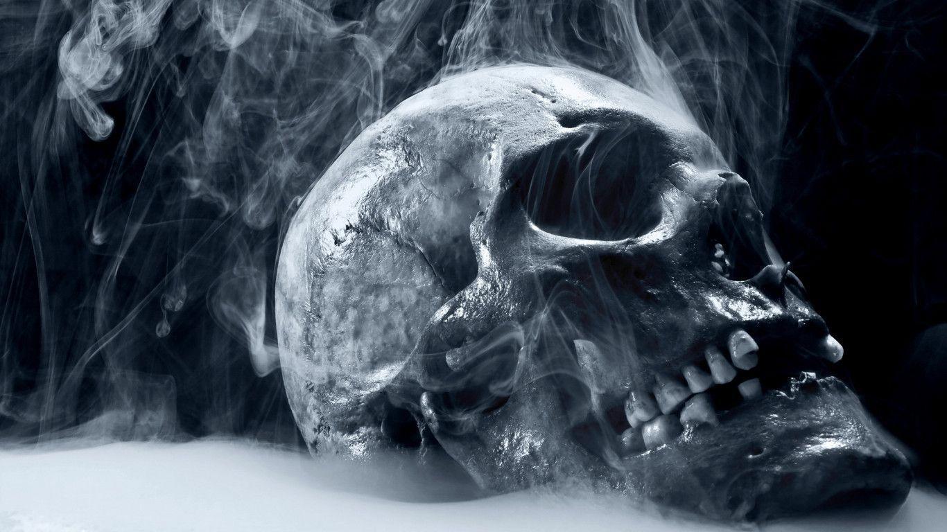 Skull 3D Desktop Background skull smoking 1366x768 6204 Wallpaper