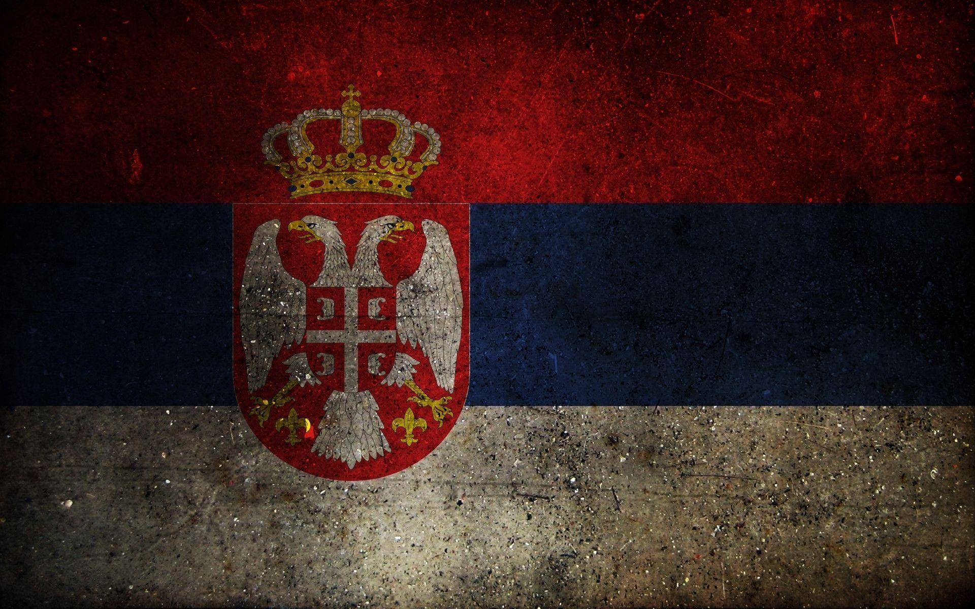 Download wallpaper flag, coat of arms, serbia free desktop