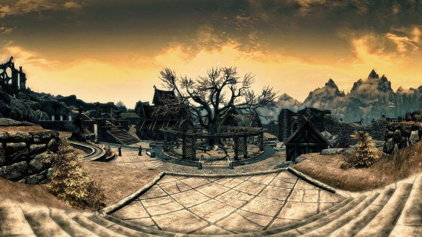 the elder scrolls five skyrim map ruins game HD Wallpaper 1366x768
