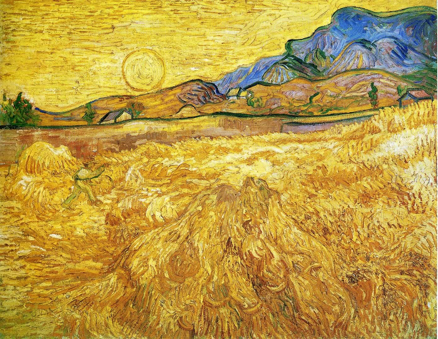 Enclosed Field With Reaper Van Gogh Paintings Wallpaper