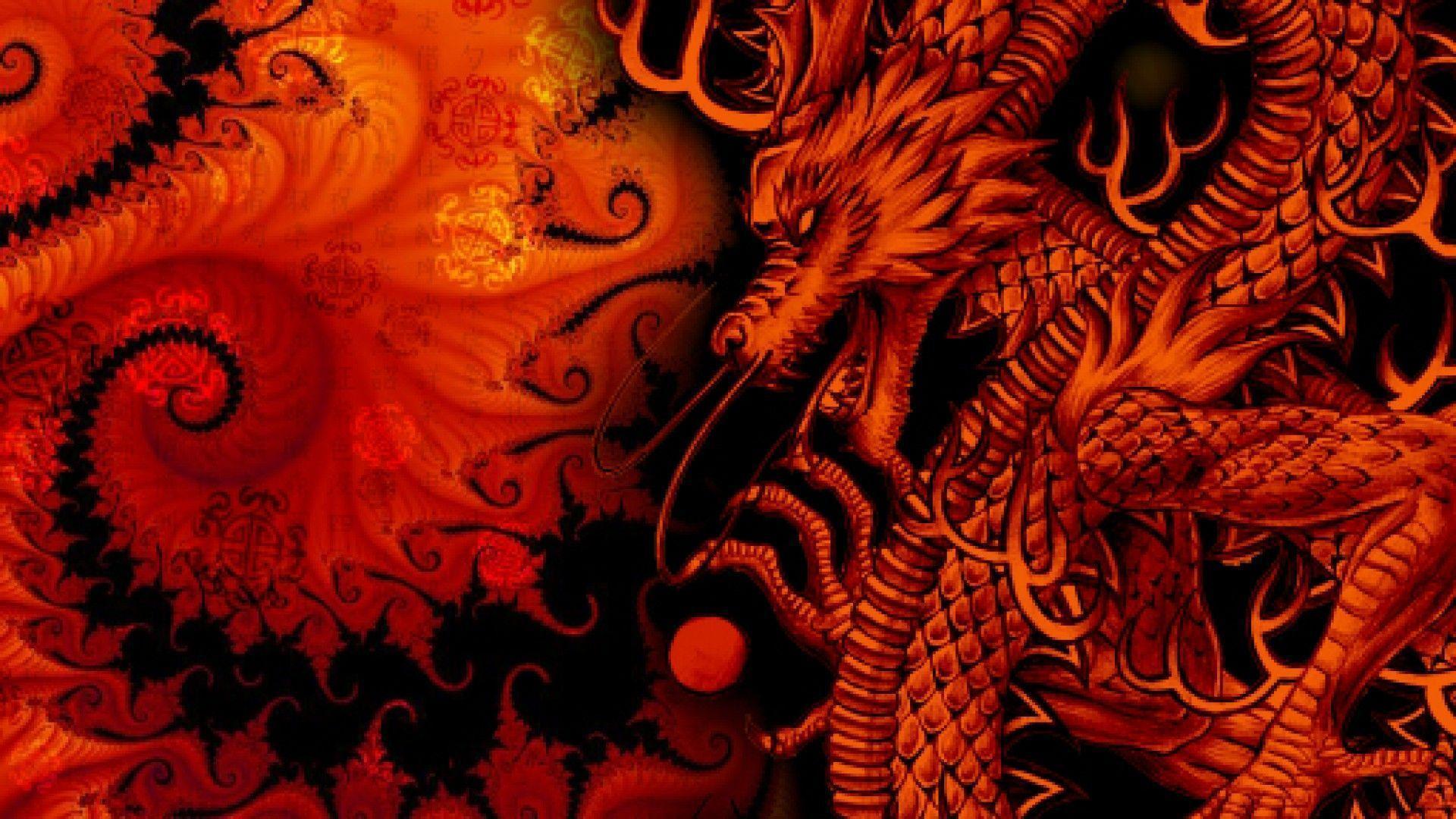 orange dragon wallpaper