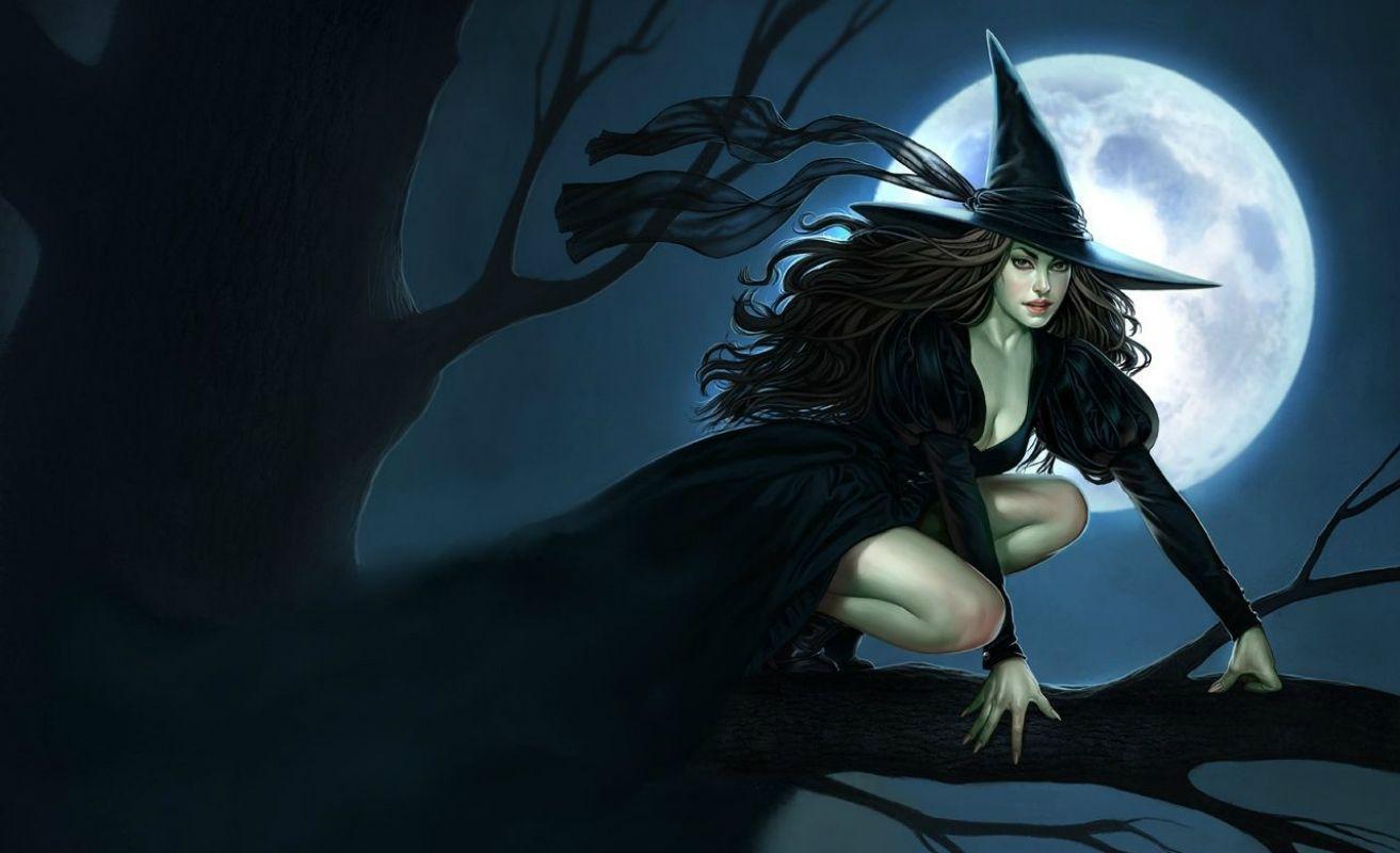 beautiful black witch Wallpaper Background