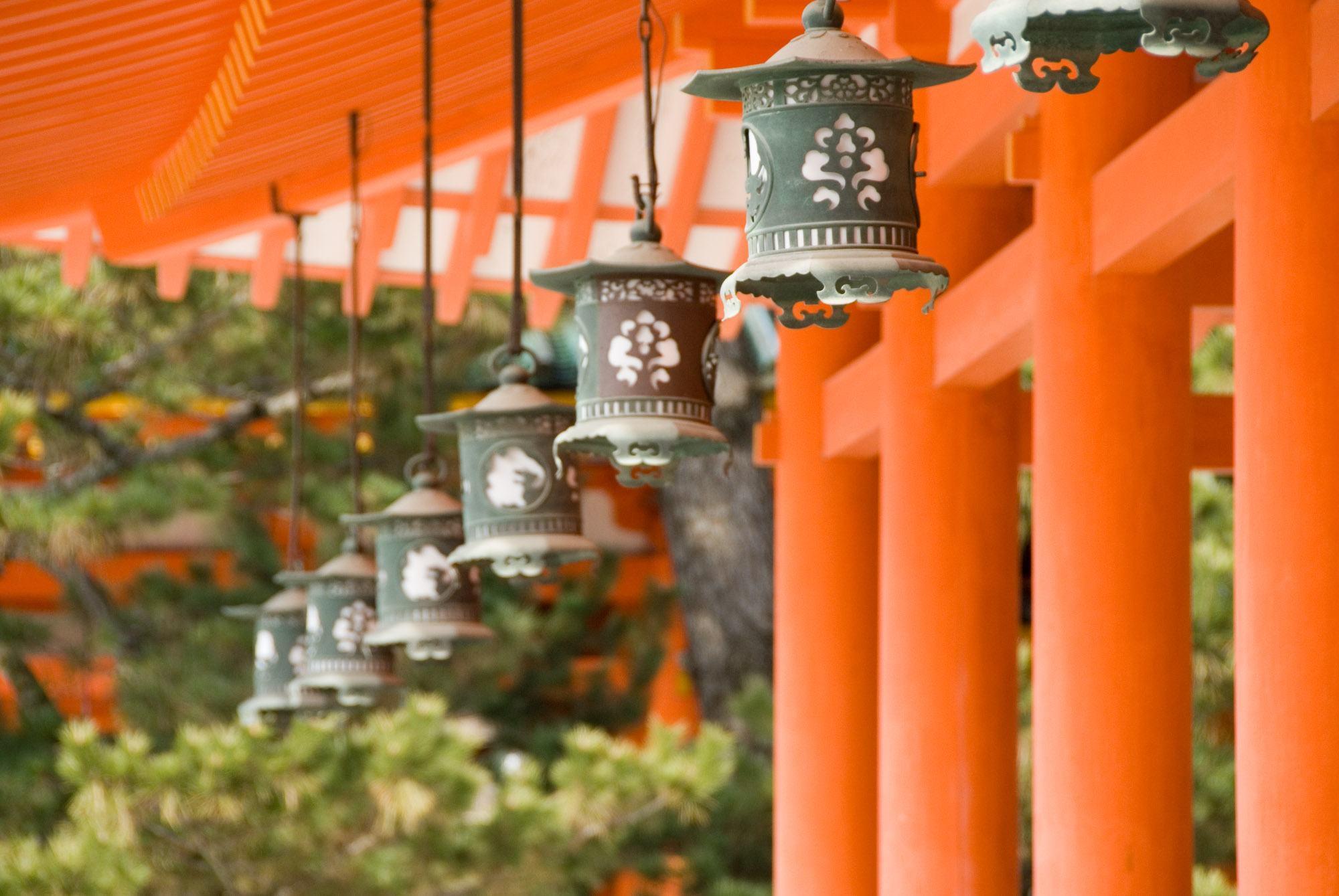 Hanging Lanterns Heian Shrine Kyoto Japan HD Wallpaper & Backgro