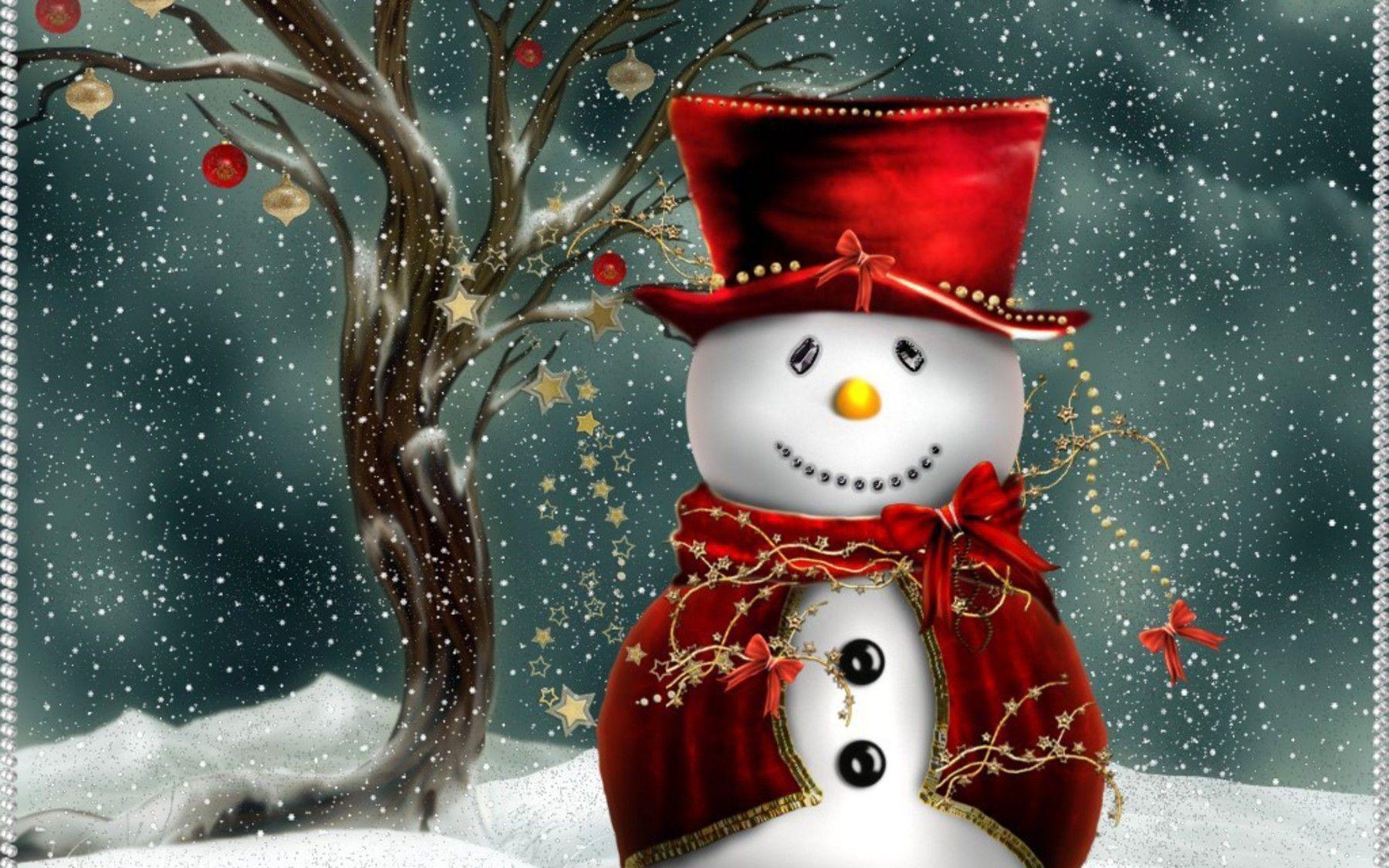 Free Adorable Christmas Snowman wallpaper Wallpaper