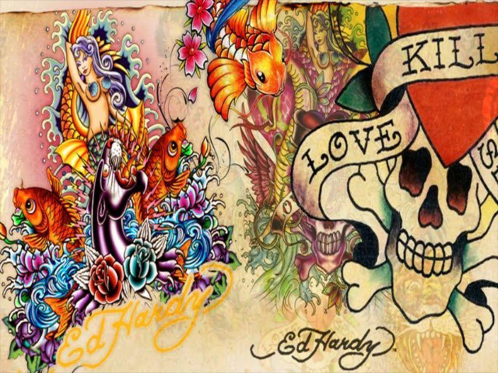 Colorful Ed Hardy Wallpaper Colorful Ed Hardy Myspace Background