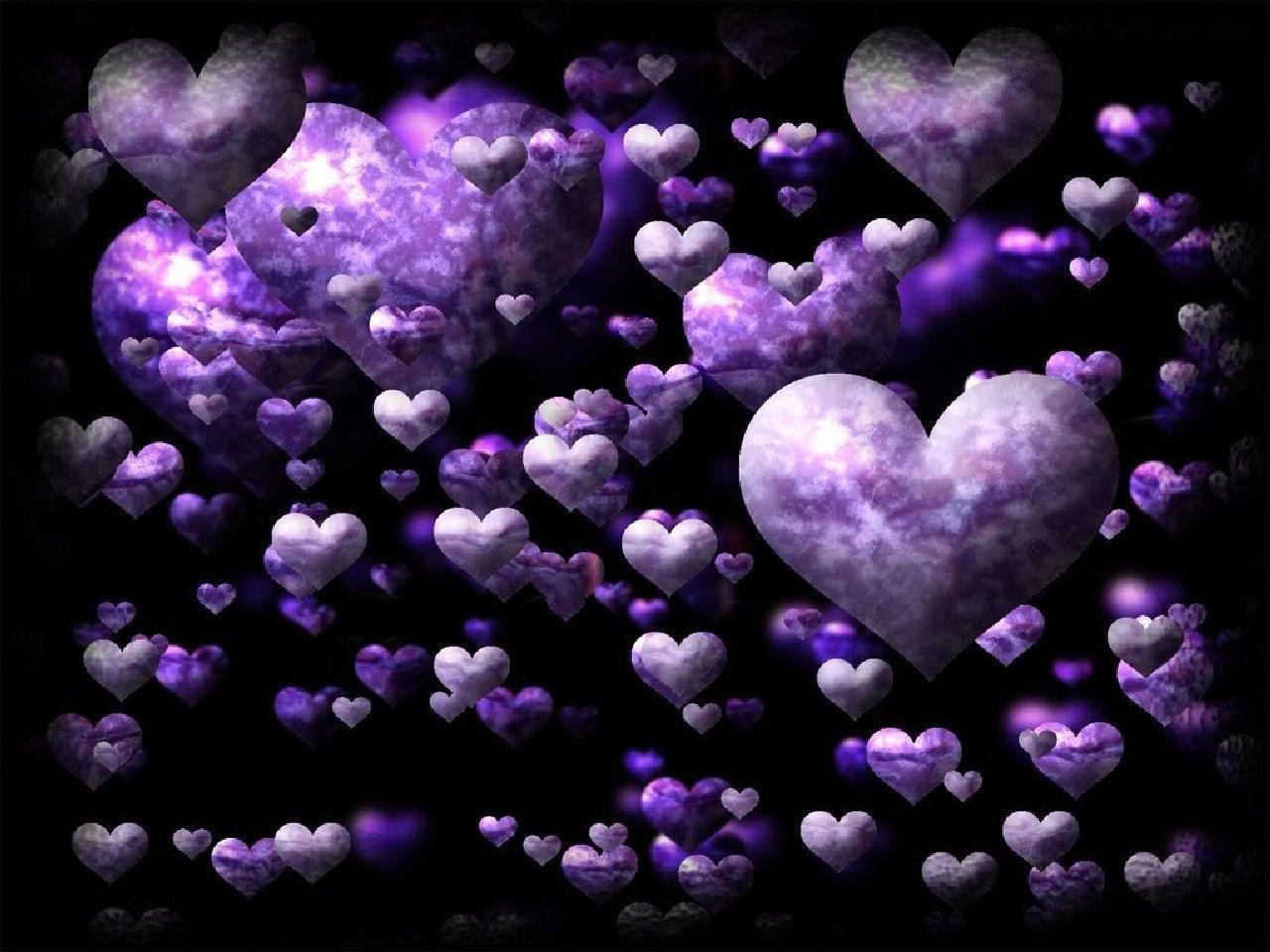 Wallpaper For > Purple Hearts Wallpaper