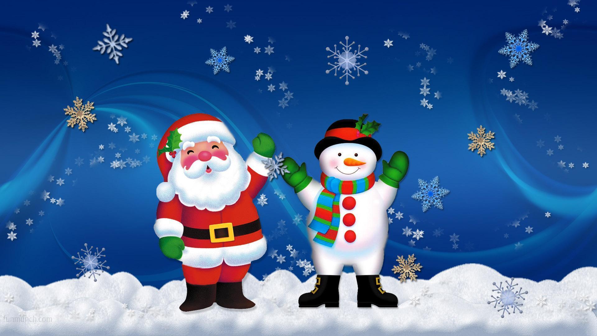 Snowman And Santa Clause Wallpaper