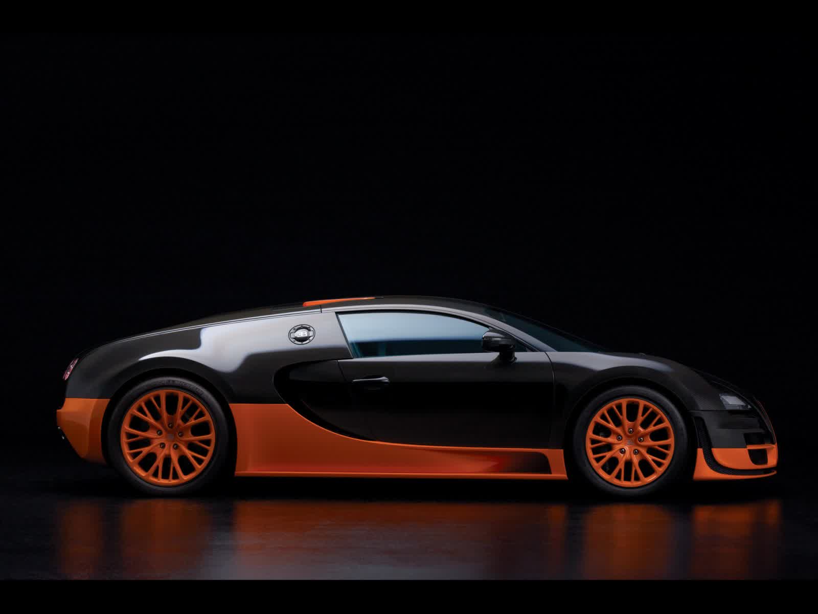 Bugatti Veyron Black and Orange Wallpaper. High Definition