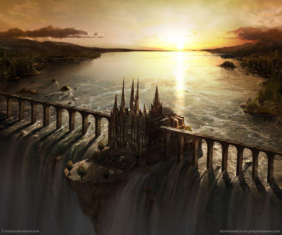 Download Waterfall Castle Wallpaper For Samsung Epic