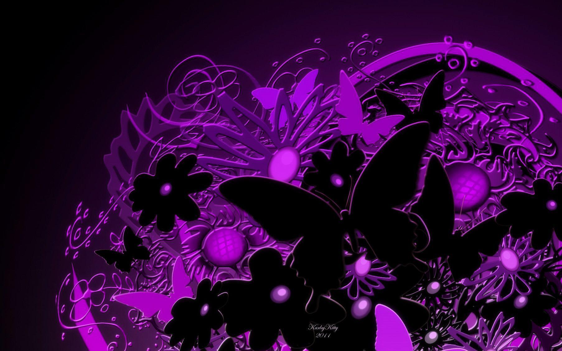 Wallpaper For > Purple Butterfly Wallpaper