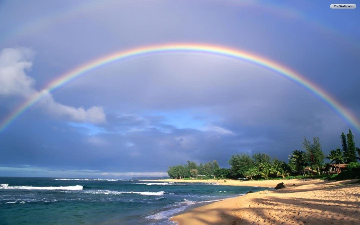 Download Beach Rainbow Free Wallpaper 1440x900. HD Wallpaper