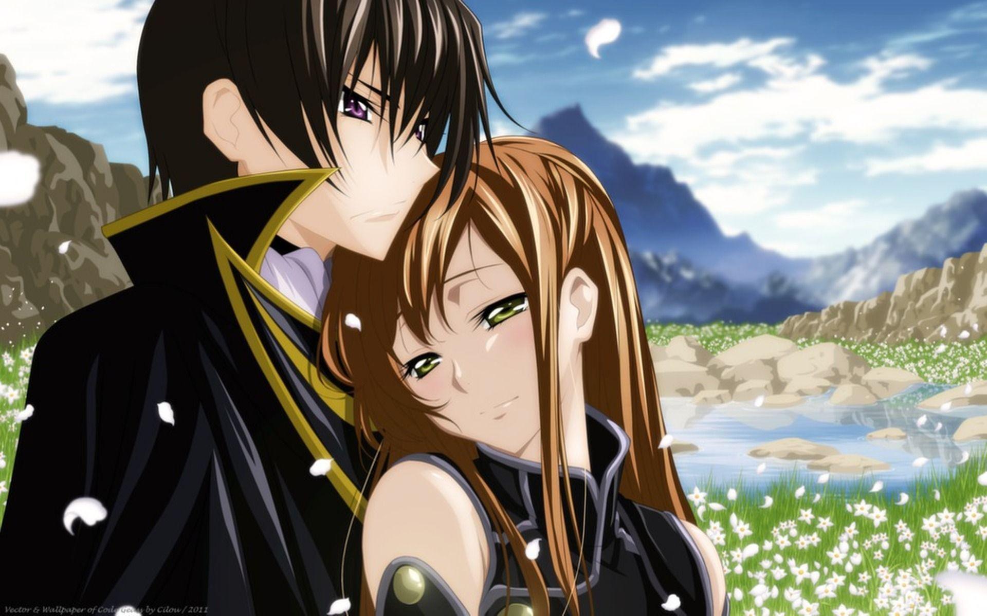 Romantic Anime Wallpaper Couples Hugging Winter Season Romantic